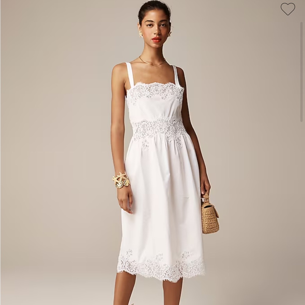 NWT J. Crew Philomena Dress Lace Embroidered  White SOLD OUT - Size large